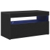 Mueble para TV  con luces LED en negro y roble, 75x35x40 cm, de madera