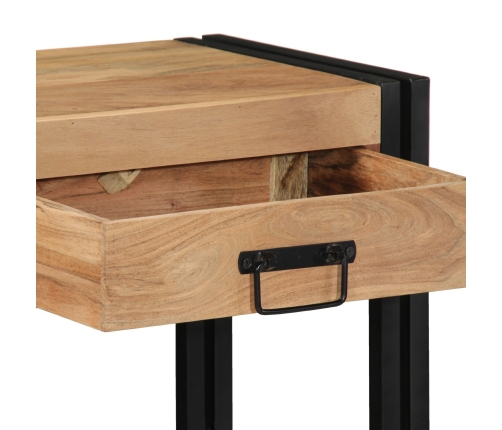 Mesa Consola  Negra 90x33x75 cm de Madera Maciza de Acacia y Metal