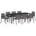 Conjunto de Comedor de Jardín de 9 Piezas  Gris Poliratán