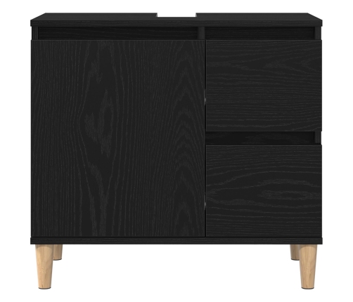 Gabinete de fregadero Madera de roble negra 65x33x60 cm Madera elaborada