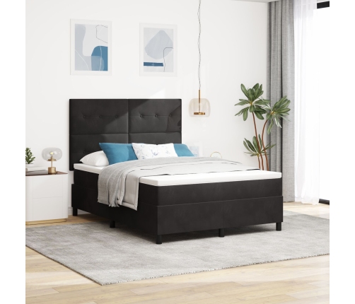 Cama con somier  y colchón Negro 140x200 cm Terciopelo
