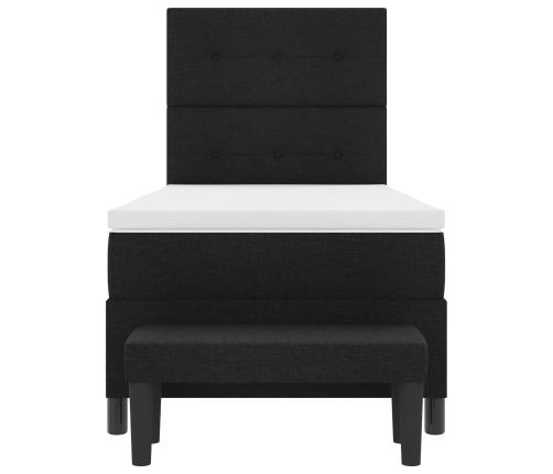 Cama con somier  con colchón y banco negro 100x200 cm tela