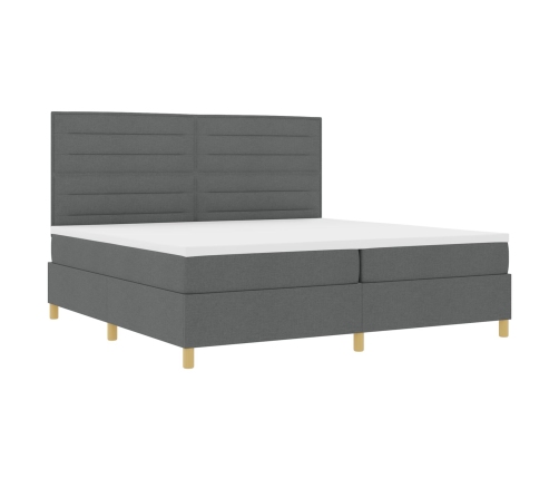 Cama con Box Spring  con colchón gris oscuro 200x200 cm tela