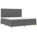Cama con Box Spring  con colchón gris oscuro 200x200 cm tela