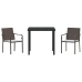 Set de comedor exterior  de 3 piezas con cojines - Ratán marrón