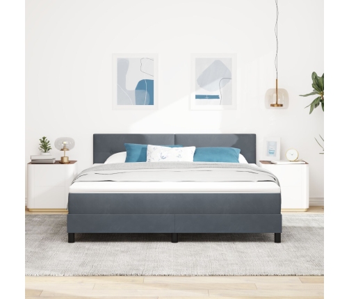 Cama Box Spring  con colchón gris oscuro Super King terciopelo