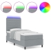 Cama Box Spring con Colchón y Luz LED Gris Claro 100x200 cm Tela