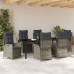 Juego de Comedor de Jardín de 7 Piezas con Cojines Grises de Poliratán