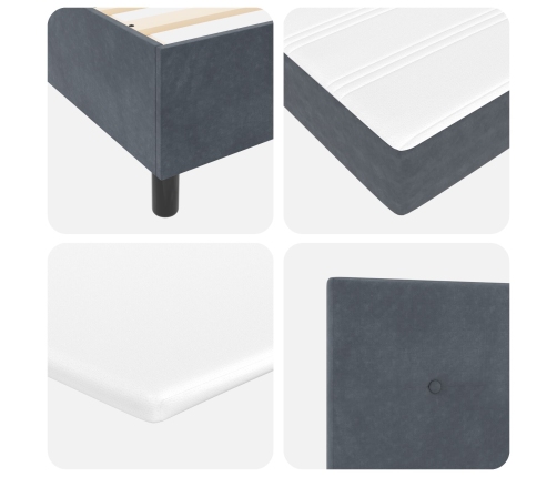 Cama con Box Spring y Colchón  Gris Oscuro 100x200 cm de Terciopelo