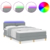 Cama con Box Spring con Colchón & Luz LED Gris Claro 140x190 cm Tela