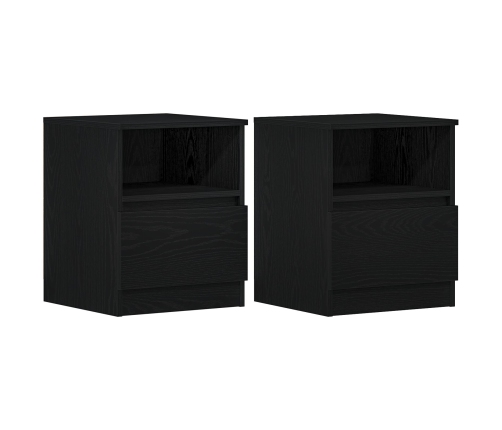Cajones de Noche  2 pcs Negro Roble 40x40x50 cm Madera Ingenierizada