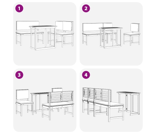 Conjunto de Comedor de Jardín de 4 Piezas de Madera Sólida de Acacia
