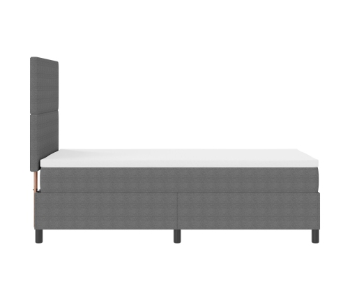 Cama con Base Tapizada  con Colchón Gris Claro 90x200 cm Tela de Terciopelo