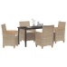 Conjunto de Comedor de Jardín  de 5 Piezas con Cojines Beige Poliratán