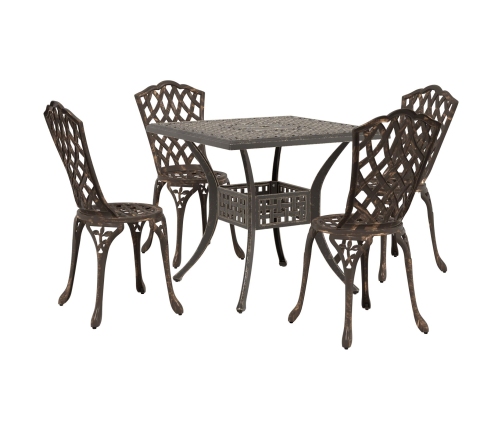 Conjunto de Comedor de Jardín de 5 Piezas  en Aluminio Fundido Bronce