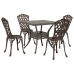 Conjunto de Comedor de Jardín de 5 Piezas  en Aluminio Fundido Bronce