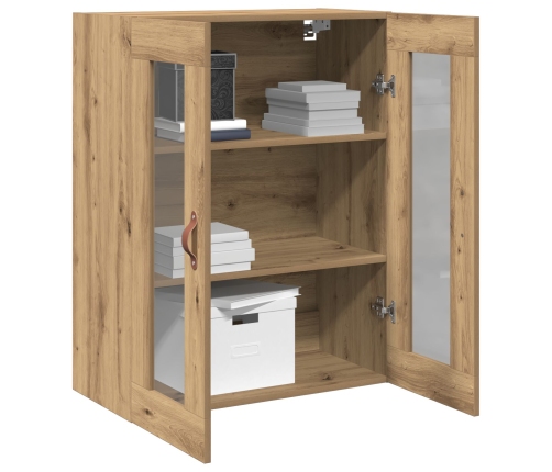 Armario de Pared  con Puertas de Cristal Roble Artesano 69,5x34x90 cm