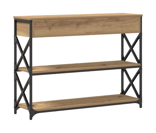 Mesa Consola  de Roble Artesanal 100x28x75 cm Madera Ingenierizada y Acero