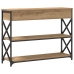 Mesa Consola  de Roble Artesanal 100x28x75 cm Madera Ingenierizada y Acero