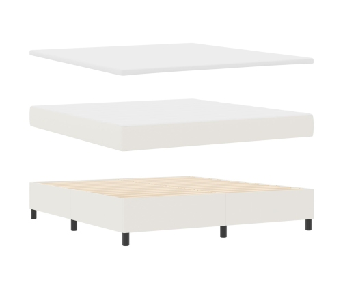 Cama Base Tapizada con Colchón Crema Super King Tela de Terciopelo