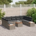 Sofá de Jardín de 10 Piezas con Cojines Gris de Rattan Sintético