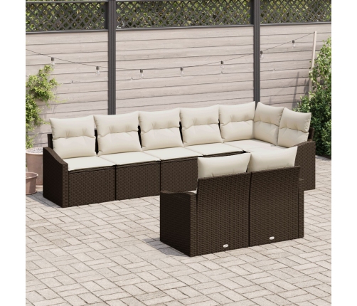 Conjunto de Sofá de Jardín  Set de 8 Piezas Crema, Marrón