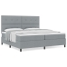 Cama de Resortes con Colchón Gris Claro 200x200 cm Tela