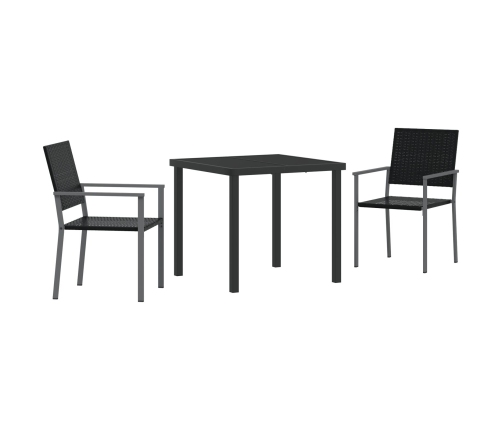 Conjunto de Comedor de Jardín  3 Piezas Negras de Poliratán