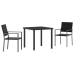 Conjunto de Comedor de Jardín  3 Piezas Negras de Poliratán