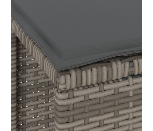 Conjunto de Comedor de Jardín de 3 Piezas con Cojines en Gris de Poliratán y Acacia