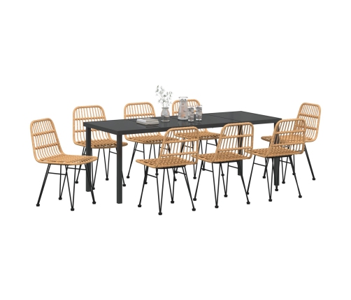 Conjunto de Comedor de Jardín  de 9 Piezas Marrón Poliratán