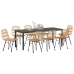 Conjunto de Comedor de Jardín  de 9 Piezas Marrón Poliratán