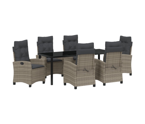 Conjunto de Comedor de Jardín de 7 Piezas  con Cojines Gris Poliratán