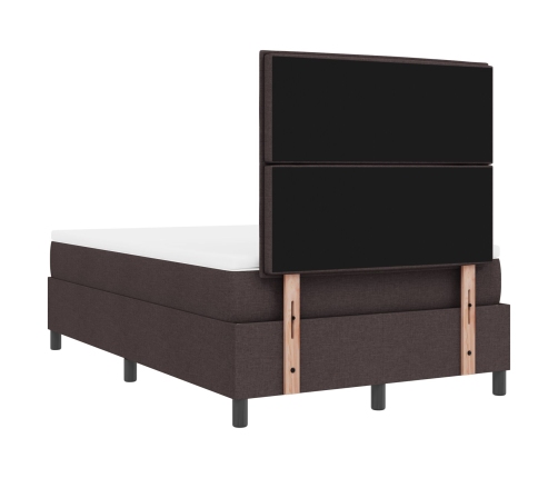 Cama con muelles y colchón Marrón oscuro 120x200 cm Tela