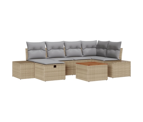 Conjunto de Sofás de Jardín  7 Piezas Beige y Gris