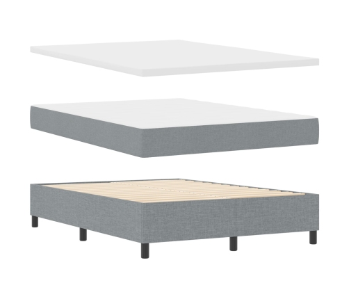 Cama con Box Spring  con Colchón Gris Claro 140x190 cm Tela
