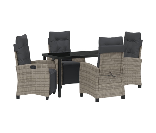 Conjunto de Comedor de Jardín de 5 Piezas Gris Ratán Poliéster