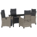 Conjunto de Comedor de Jardín de 5 Piezas Gris Ratán Poliéster