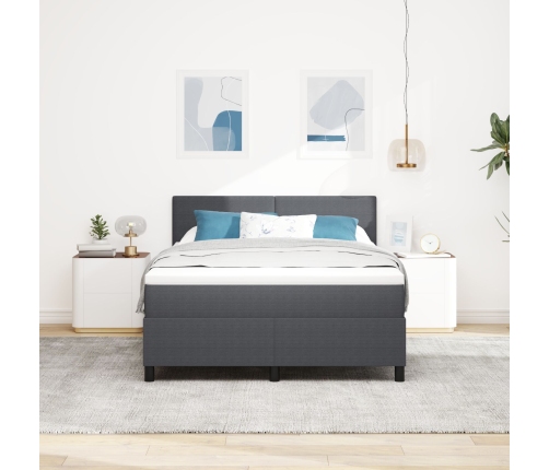 Cama con Somier de  con Colchón Gris Oscuro 160x200 cm Tela de Corduroy