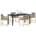 Set de Comedor de Jardín de 5 Piezas  con Cojines Beige de Ratan Poli