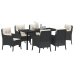 Set de Comedor de Jardín  7 Piezas con Cojines Negro Poliratán