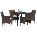 Juego de Comedor Jardín  5 Piezas Marrón Ratán Poliéster