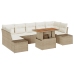Conjunto de sofá de jardín de 8 piezas con cojines beige de ratán sintético