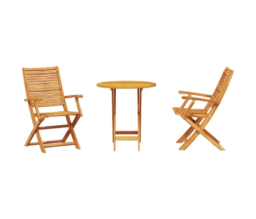 Juego de Bistro Plegable de 3 Piezas de Madera Maciza de Acacia