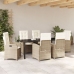 Conjunto de Comedor de Jardín de 2 Piezas de  con Cojines en Ratán Poliéster Beige