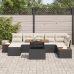 Juego de Comedor de Jardín de 8 Piezas con Cojines Negro Rattan Poliéster Acacia