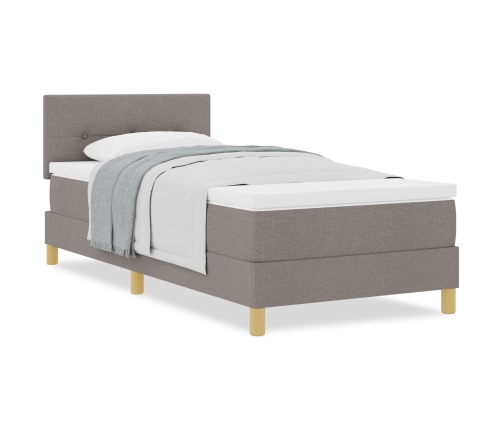 Cama con Muelles  con Colchón Taupe 100x200 cm Tela