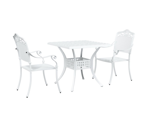 Conjunto de Bistro de Jardín de 3 Piezas  Blanco de Aluminio Fondido