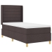 Cama Box Spring  con Colchón y LED Marrón Oscuro 90x200 cm Tela