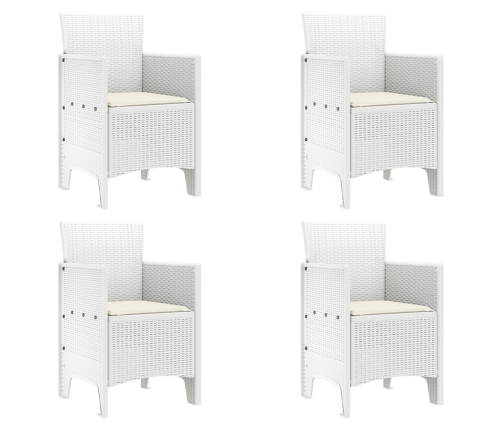 Silla de Jardín  Set de 4 Blanco Poliratán Estándar Apilable